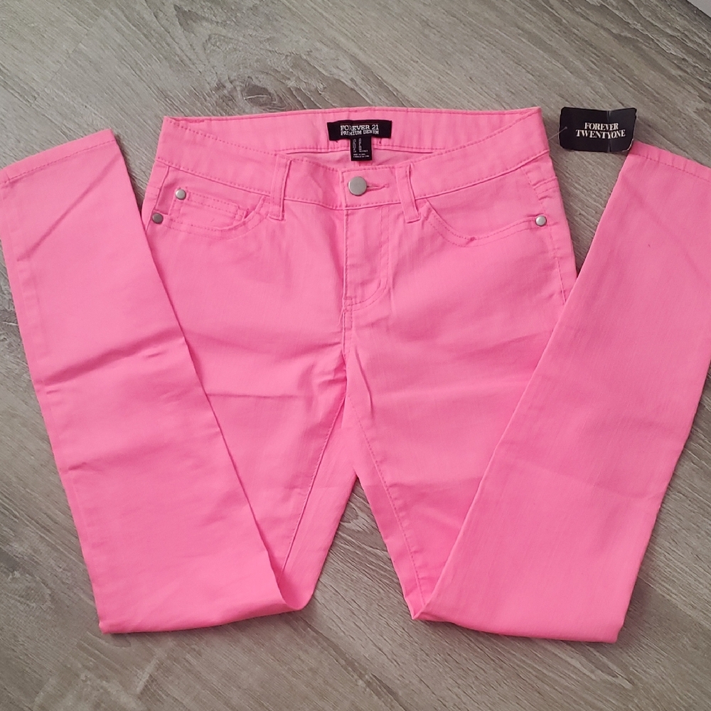 Forever 21 Neon Pink Skinny Jeans